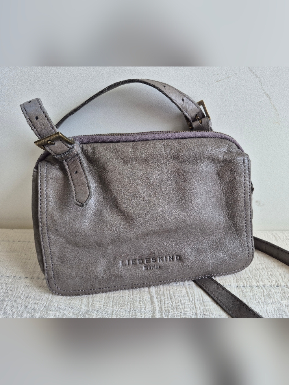 LIEBESKIND Grey Leather Crossbody Bag
